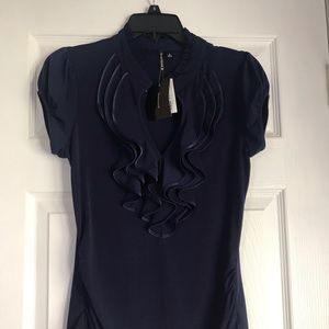 Navy Blue Ruffled Blouse